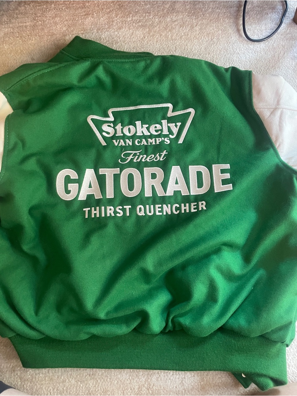 Mitchell & Ness x Gatorade Stokely Van Camp Varsity Jacket Green White - Picture 3 of 4